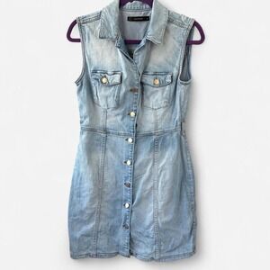 Portmans Australia Made blue denim button up dress Size 10 #quiet luxury